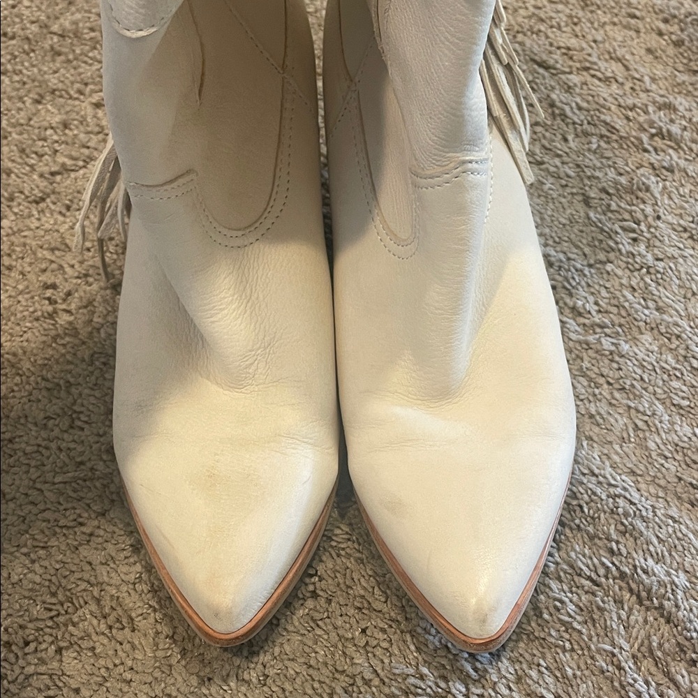 Dolce Vita Cream Fringe Western Boots - Picture 4 of 8